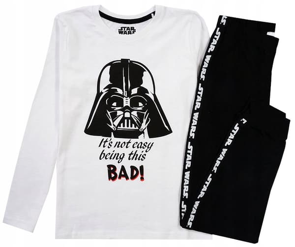 Star Wars drengepyjamas bomuld langærmet hvid/sort 134