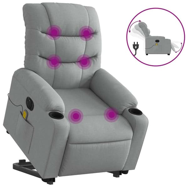 vidaXL Elektrisk lyftande massagefåtölj ljusgrå