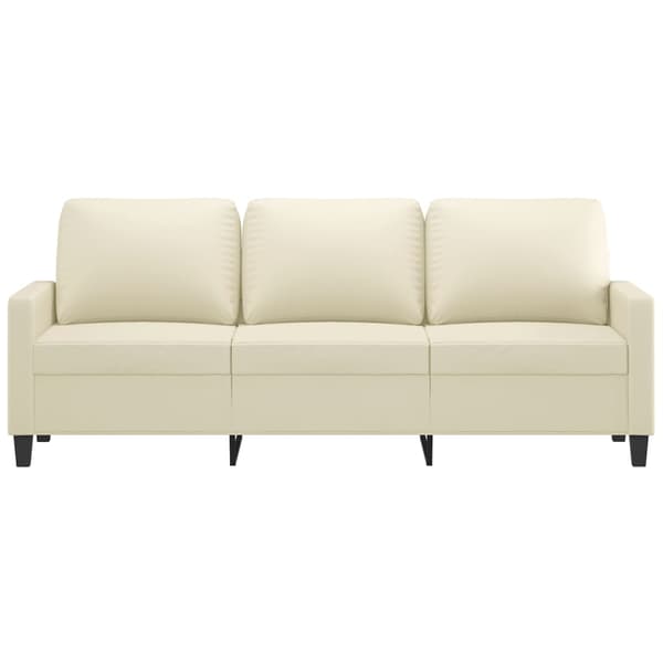 vidaXL 3-sitssoffa, krämfärgad, 180 cm, konstläder