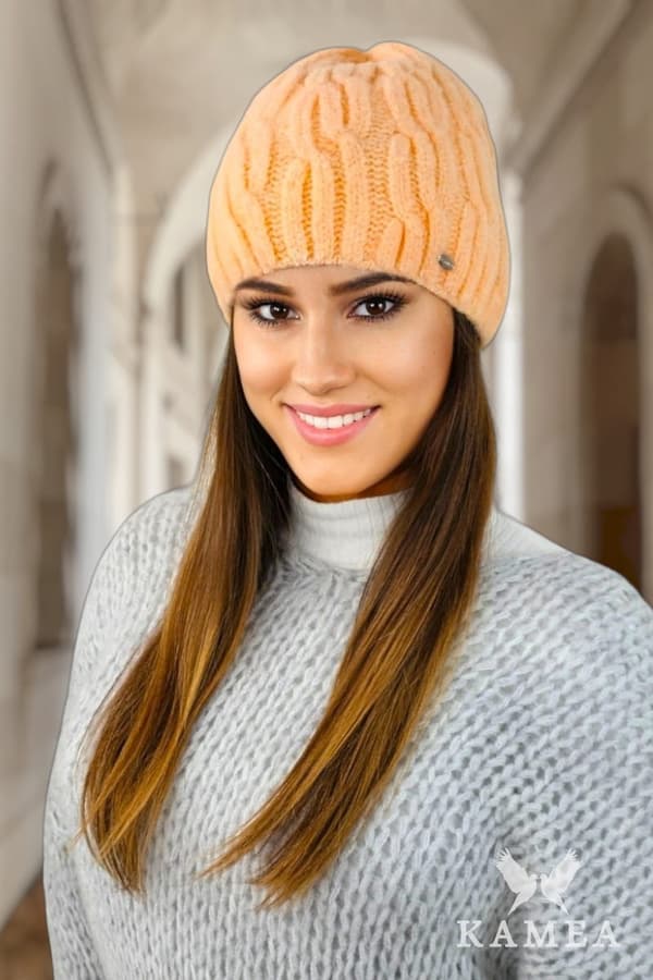 GIZMA fluffig vinterfleecehatt, persikofärgad