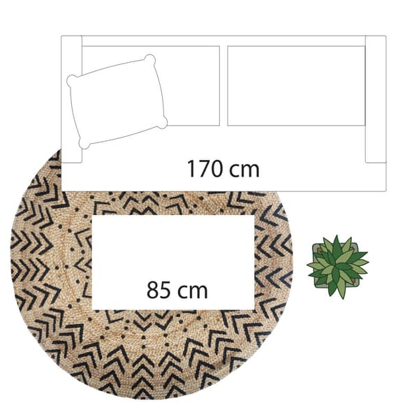 Rund jutematta 120 cm mönster 1