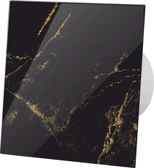 dRim 125 DTS Fläktpanel Glas Svart-Guld Marmor Glans Set Fläkt Plus Panel
