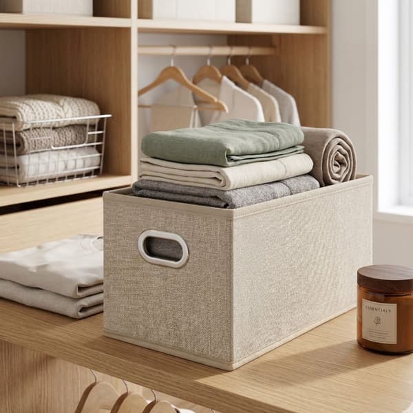 Beige opbevaringskasse 31 x 15 cm