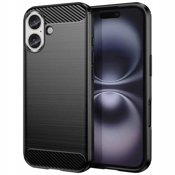 Etui til iPhone 17 CARBON CASE COVER SORT CASE + GLAS