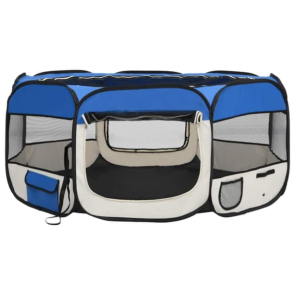 vidaXL foldbart hundebur med bærepose blå 145x145x61 cm