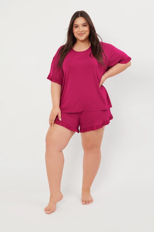 Stil dampyjamas kortärmad, korta byxor L