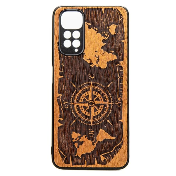 Xiaomi Redmi Note 11 / 11S Træcover Wind Rose Merbau