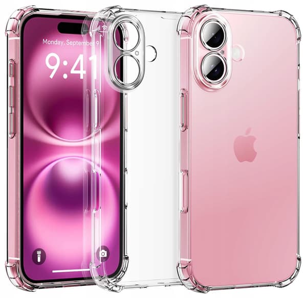 Etui til iPhone 16 Plus STØDMIDDELFRI CLEAR ARMOR + 9H BESKYTTENDE GLAS