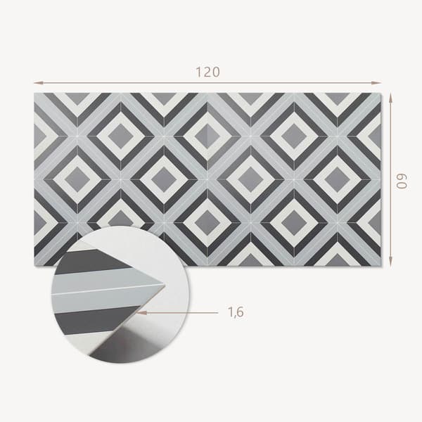 Selvklæbende trykt vinylpanel 120x60 cm geometrisk rombemønster