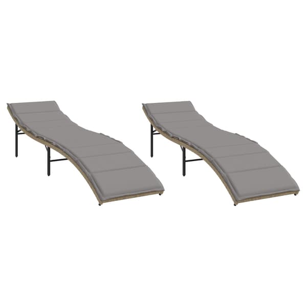 vidaXL Solstolar med kuddar, set om 2, beige, polyrotting