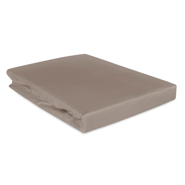 Bomuldslagner 90x200 glat satin, mørk beige