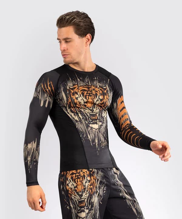 Venum Rashguard Tiger Langærmet Sort/Neon Orange M