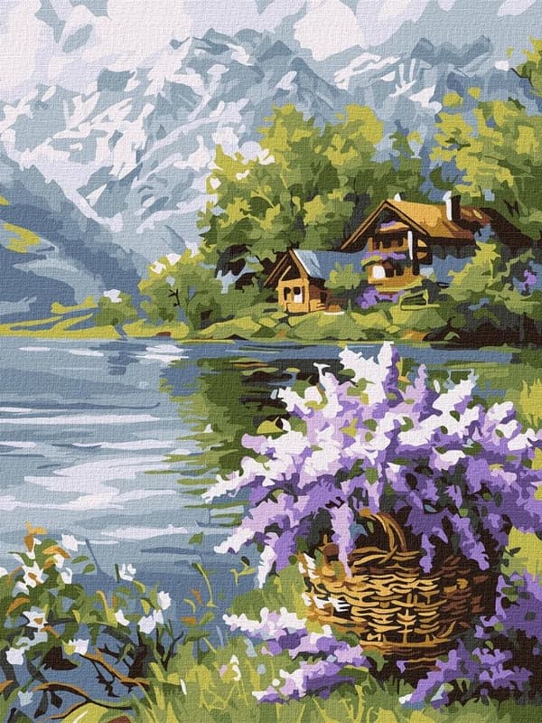 Maleri efter tal - Lilla kurv 30x40cm