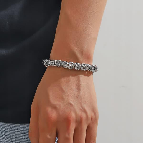 TYK Sølv Diamantarmbånd til Herrer Royal 8mm Rund + GRATIS