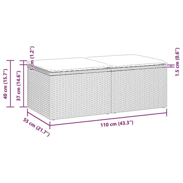 vidaXL 2-delt sofasæt med hynder, sort, polyrattan og akacie