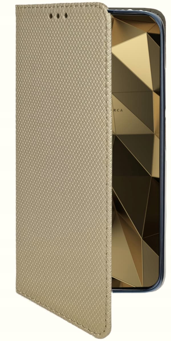 Etui til iPhone 15 SMART MAGNET BOOKETUI LUKKET GULD + 9H Glas