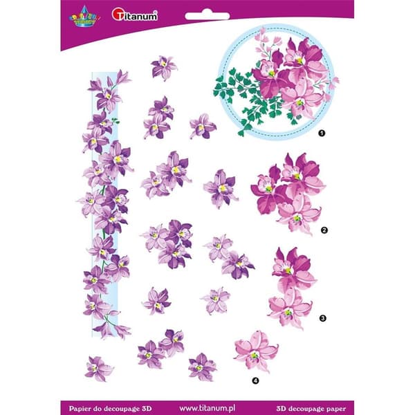 3D decoupagepapper med klematisblommor