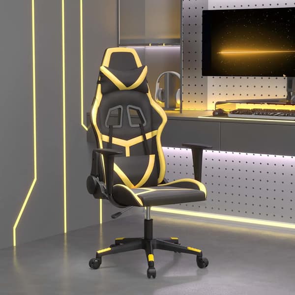 vidaXL massage-gamingstol, sort og guld, kunstlæder