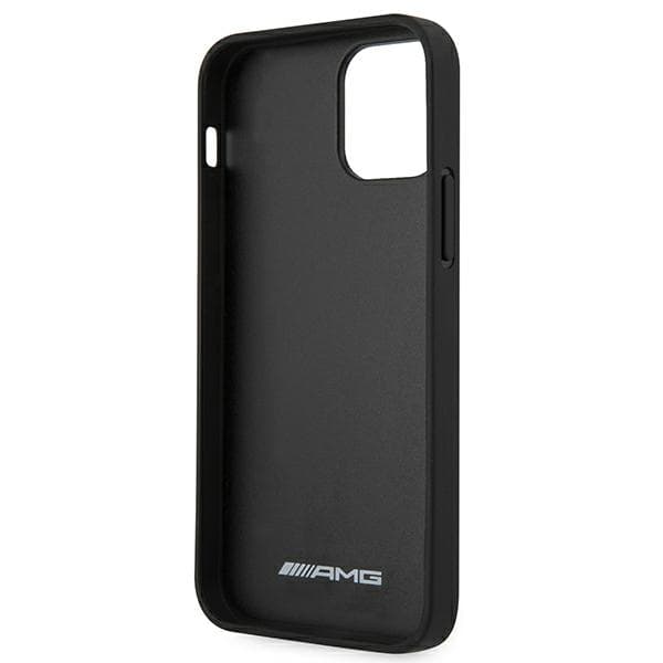 AMG Læder Varmpræget Etui til iPhone 12 Pro Max, Sort