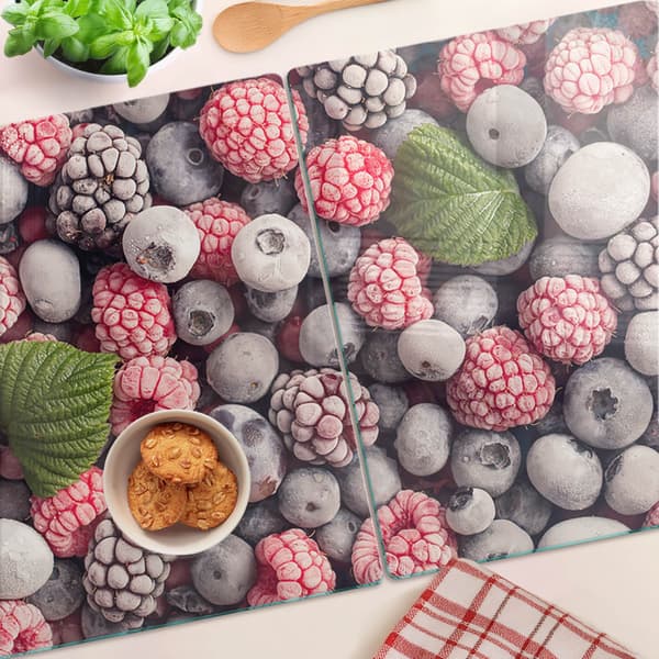 Härdade glastavlor set med 2 frysta skogsfrukter 2x40x52 cm