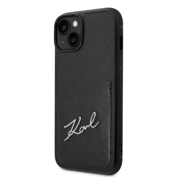 Karl Lagerfeld Signature Logo Cardslot-etui til iPhone 14 Plus, sort