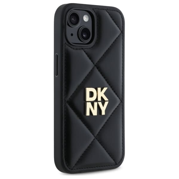 DKNY Quilted Stack Logo iPhone 15-skal, svart