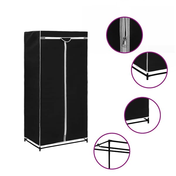 vidaXL garderobe, sort, 75x50x160 cm