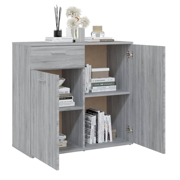 vidaXL kommode, grå Sonoma-eg, 80x36x75 cm