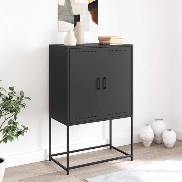 vidaXL skab, sort, 68,5x38,5x107 cm, stål