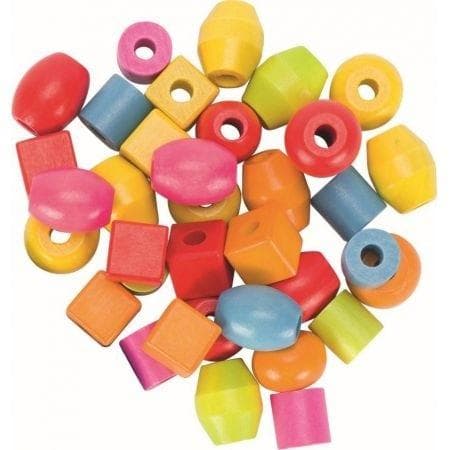 Sæt med træperler til opsætning på snor