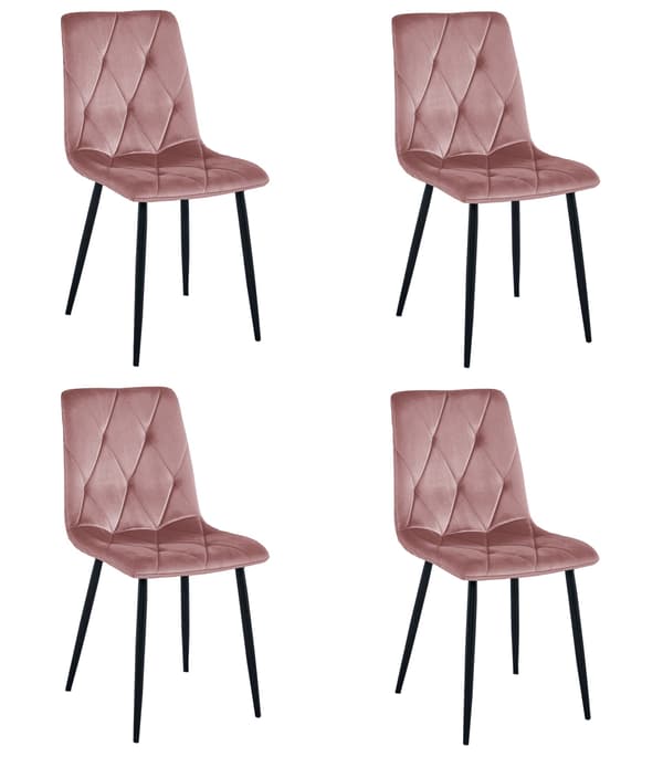 LIBRA stol - pink velour / sorte ben x 4