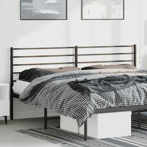 vidaXL metalsengegavl, sort, 180 cm