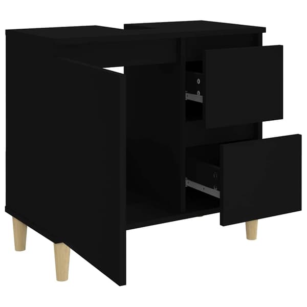 vidaXL badeværelsesskab, sort, 65x33x60 cm, træbaseret materiale
