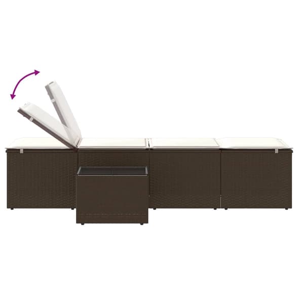 vidaXL Solstolar med bord, set om 2, brun, polyrotting