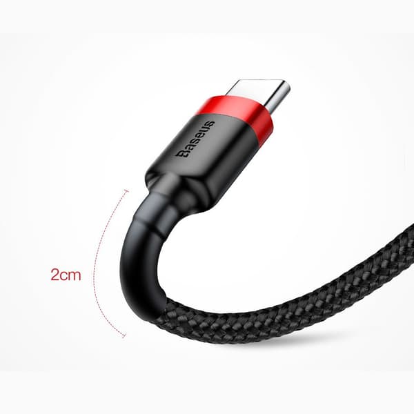 Kestävä nailonkaapeli USB-C 2A 3M musta ja harmaa