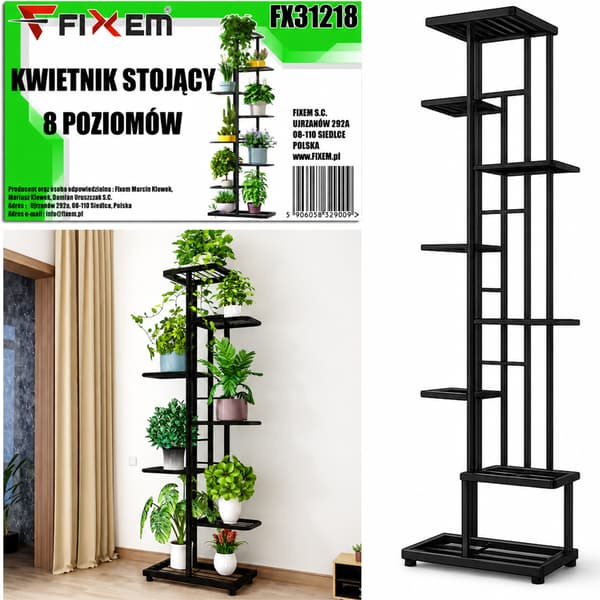 Stående blomsterholder 8 niveauer metal