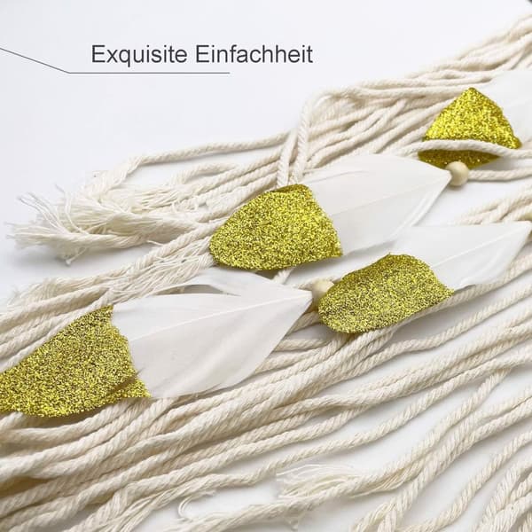 Macrame Drømmefanger Boho Måne Guld Fjer