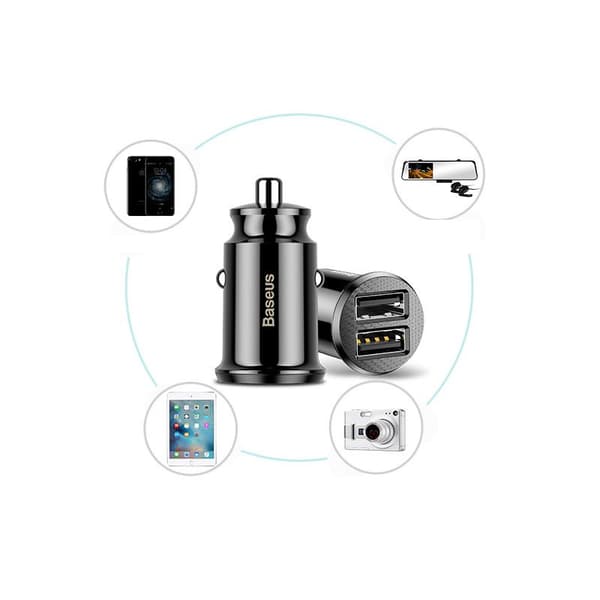 Mini biloplader til din telefon 2x USB Grain biloplader hvid