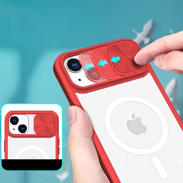 iPhone 15 cover, slidekamera Magsafe, rød