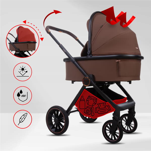 BabyLux CASTOR 2-i-1 klapvogn, gondol, let, foldbart sæt