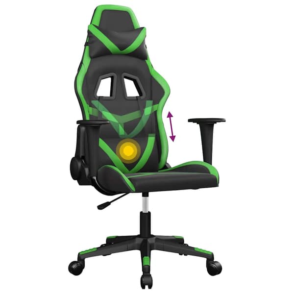 vidaXL massage-gamingstol, sort og grøn, kunstlæder