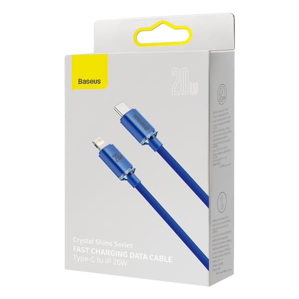 Kabel för snabbladdning och dataöverföring USB-C iPhone Lightning 20W 2m blå