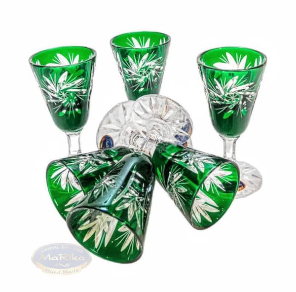 Smaragdkristall vodkaglas 40 ml Olive Grinder