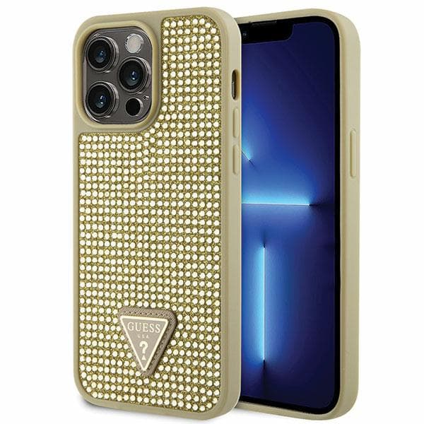 Guess Rhinestone Triangle Cover til iPhone 14 Pro Max, Guld