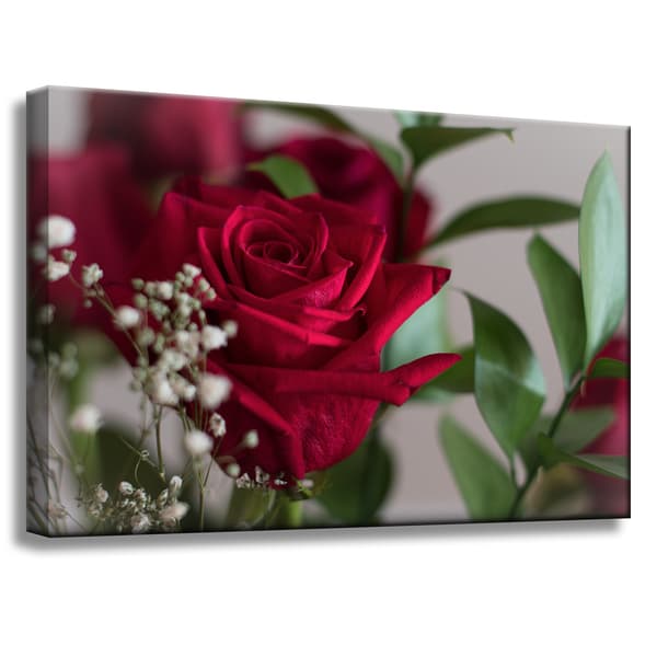 Lærredstryk Botaniske Røde Roser 60x40 cm
