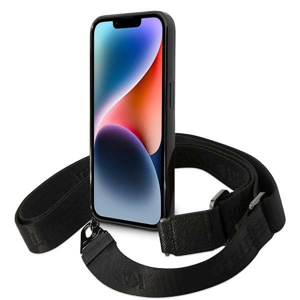 Karl Lagerfeld Color Stripes Strap-etui til iPhone 14 Pro, lyserød