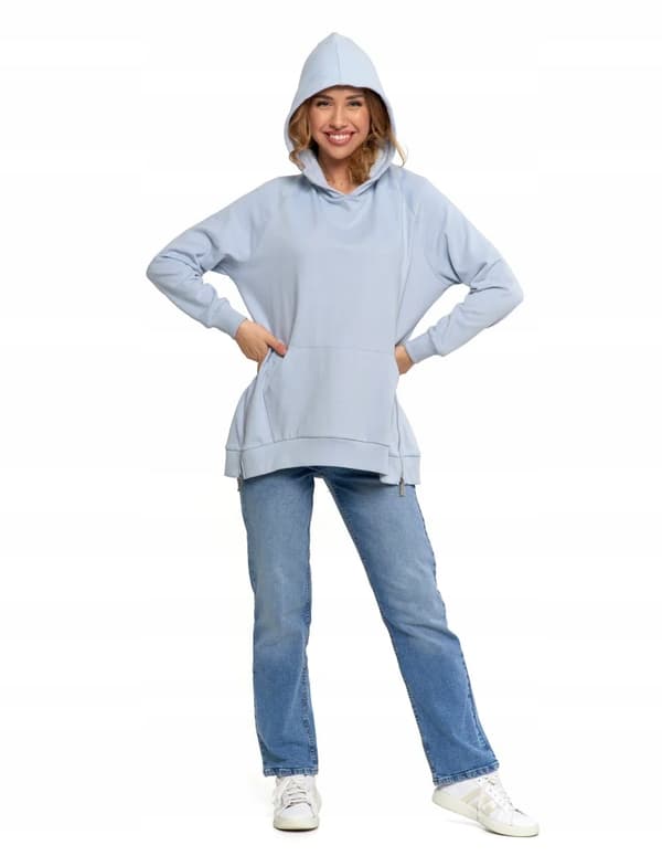 Damesweatshirt med hætte Bomuld Moderigtig Oversize Blød MORAJ S BLÅ