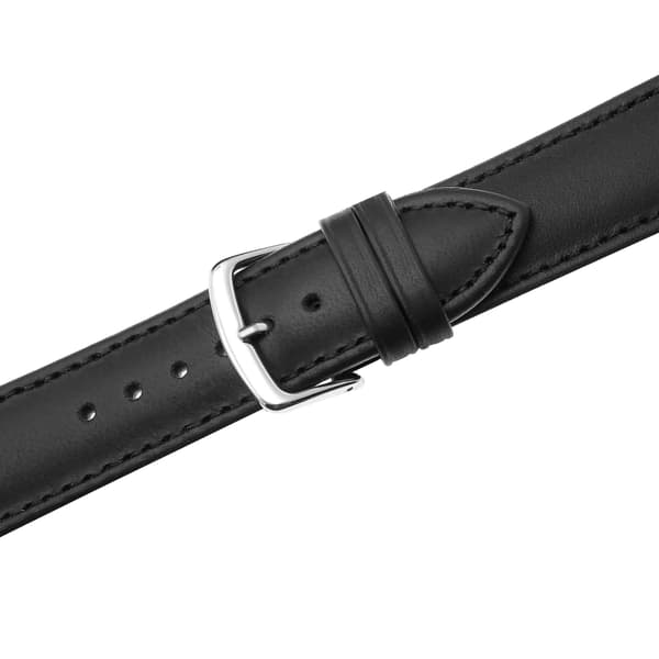 FUJI LÆDERREM 22 MM GLAT sort rem, sorte syninger