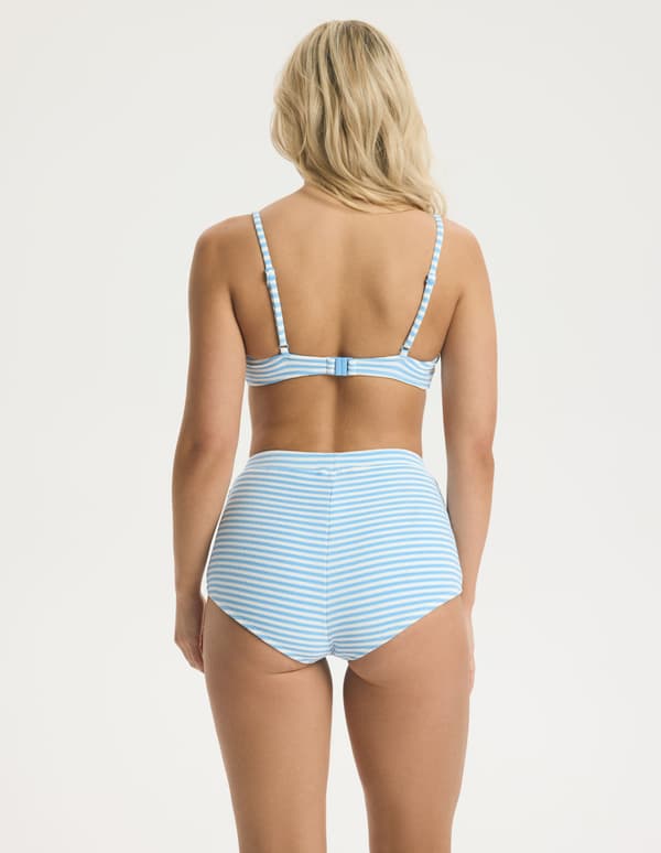 Bloovii Santorini randig bikinitrosa med hög midja, ljusblå L