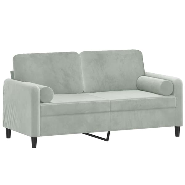 vidaXL 2-sitssoffa med kuddar ljusgrå 140 cm sammet